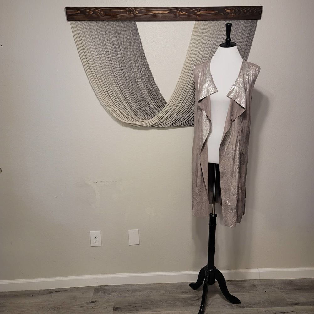 Dolce Cabo Metallic Leather Waterfall Cardigan Sz S